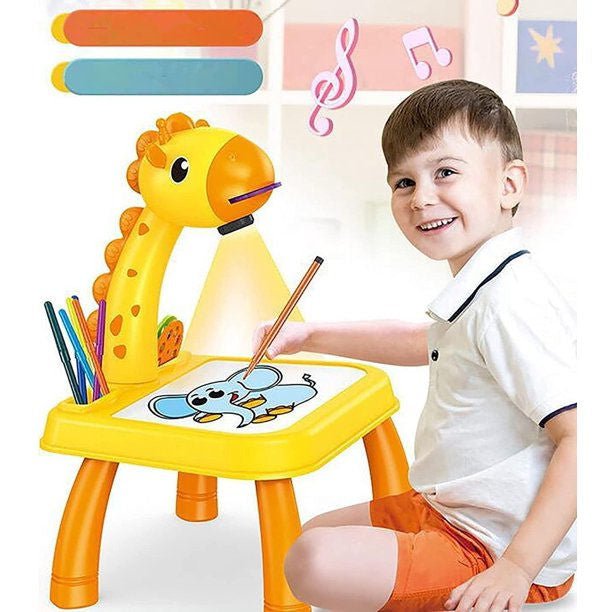Mesa de proyector de dibujo para niños, proyector de rastreo y dibujo,  diseño de bolso de juguete, tablero de dibujo de proyección inteligente