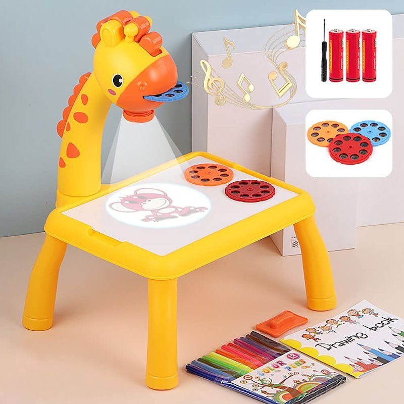 Mesa De Dibujo Infantil Con Proyector Led Luces Y Sonido